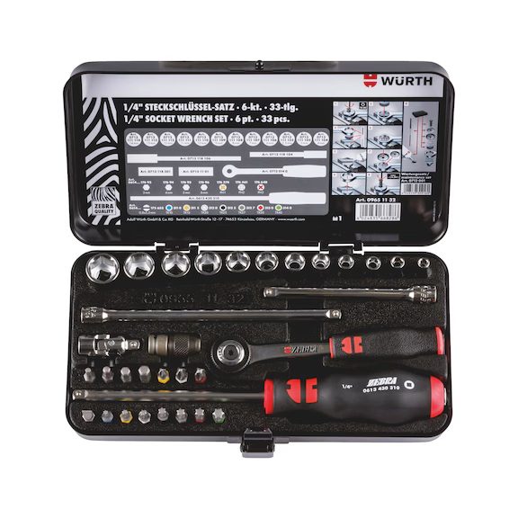Coffret de douille et cliquets 1/4